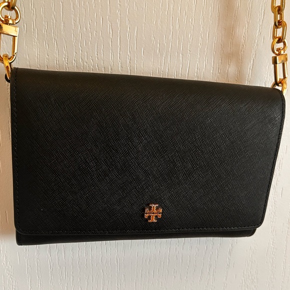 Tory Burch Handbags - Tory Burch Women's Emerson Snap Button Chain Wallet Small
Crossbody (Black)